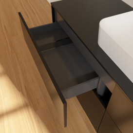 Тумба под раковину Villeroy & Boch Finion 160х50,1 см с подсветкой МДФ черный матовый лак/стекло черное матовое G44200PD