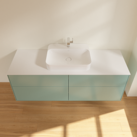 Тумба под раковину Villeroy & Boch Finion 160х50,1 см с подсветкой МДФ оливковый матовый лак/стекло белое матовое G44100GM