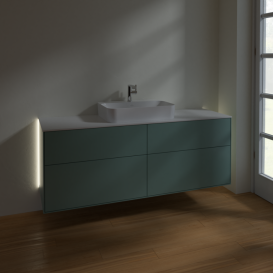 Тумба под раковину Villeroy & Boch Finion 160х50,1 см с подсветкой МДФ оливковый матовый лак/стекло белое матовое G44100GM