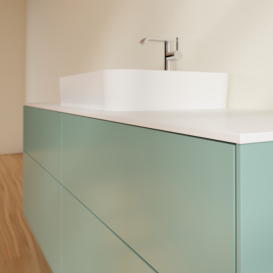 Тумба под раковину Villeroy & Boch Finion 160х50,1 см с подсветкой МДФ оливковый матовый лак/стекло белое матовое G44100GM