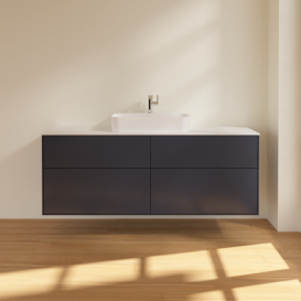 Тумба под раковину Villeroy & Boch Finion 160х50,1 см с подсветкой МДФ темно-синий матовый лак/стекло белое матовое G44100HG