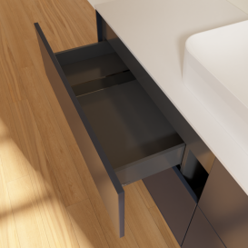 Тумба под раковину Villeroy & Boch Finion 160х50,1 см с подсветкой МДФ темно-синий матовый лак/стекло белое матовое G44100HG