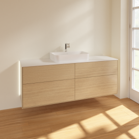 Тумба под раковину Villeroy & Boch Finion 160х50,1 см с подсветкой МДФ шпон дуба/стекло белое матовое G44100PC