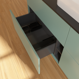 Тумба под раковину Villeroy & Boch Finion 160х50,1 см с подсветкой МДФ оливковый матовый лак/стекло черное матовое G44200GM