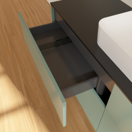 Тумба под раковину Villeroy & Boch Finion 160х50,1 см с подсветкой МДФ оливковый матовый лак/стекло черное матовое G44200GM