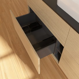 Тумба под раковину Villeroy & Boch Finion 160х50,1 см с подсветкой МДФ шпон дуба/стекло черное матовое G44200PC