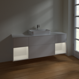 Тумба под раковину Villeroy & Boch Finion 160х50,1 см с подсветкой МДФ глянцевый белый лак/стекло белое матовое F451GFGF