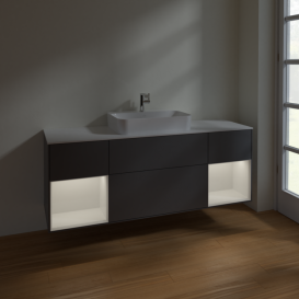 Тумба под раковину Villeroy & Boch Finion 160х50,1 см с подсветкой МДФ антрацит матовый лак/стекло белое матовое F451GFGK
