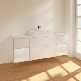 Тумба под раковину Villeroy & Boch Finion 160х50,1 см с подсветкой МДФ белый матовый лак/стекло белое матовое F451GFMT