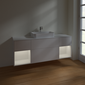 Тумба под раковину Villeroy & Boch Finion 160х50,1 см с подсветкой МДФ белый матовый лак/стекло белое матовое F451GFMT