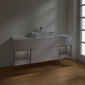 Тумба под раковину Villeroy & Boch Finion 160х50,1 см с подсветкой МДФ глянцевый белый лак/стекло белое матовое F451GKGF