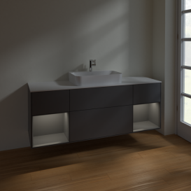 Тумба под раковину Villeroy & Boch Finion 160х50,1 см с подсветкой МДФ антрацит матовый лак/стекло белое матовое F451GKGK