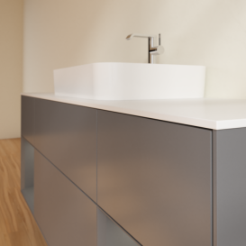 Тумба под раковину Villeroy & Boch Finion 160х50,1 см с подсветкой МДФ антрацит матовый лак/стекло белое матовое F451GKGK