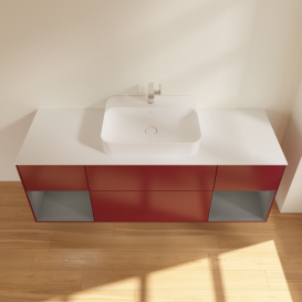 Тумба под раковину Villeroy & Boch Finion 160х50,1 см с подсветкой МДФ пион матовый лак/стекло белое матовое F451GKHB