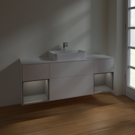 Тумба под раковину Villeroy & Boch Finion 160х50,1 см с подсветкой МДФ белый матовый лак/стекло белое матовое F451GKMT