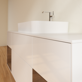 Тумба под раковину Villeroy & Boch Finion 160х50,1 см с подсветкой МДФ глянцевый белый лак/стекло белое матовое F451GNGF