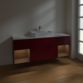 Тумба под раковину Villeroy & Boch Finion 160х50,1 см с подсветкой МДФ пион матовый лак/стекло белое матовое F451GNHB