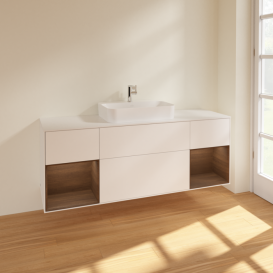 Тумба под раковину Villeroy & Boch Finion 160х50,1 см с подсветкой МДФ белый матовый лак/стекло белое матовое F451GNMT