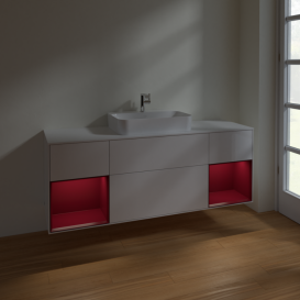 Тумба под раковину Villeroy & Boch Finion 160х50,1 см с подсветкой МДФ глянцевый белый лак/стекло белое матовое F451HBGF