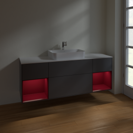 Тумба под раковину Villeroy & Boch Finion 160х50,1 см с подсветкой МДФ антрацит матовый лак/стекло белое матовое F451HBGK