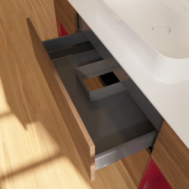 Тумба под раковину Villeroy & Boch Finion 160х50,1 см с подсветкой МДФ шпон грецкого ореха/стекло белое матовое F451HBGN