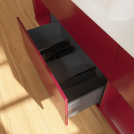 Тумба под раковину Villeroy & Boch Finion 160х50,1 см с подсветкой МДФ пион матовый лак/стекло белое матовое F451HBHB