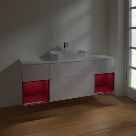 Тумба под раковину Villeroy & Boch Finion 160х50,1 см с подсветкой МДФ белый матовый лак/стекло белое матовое F451HBMT