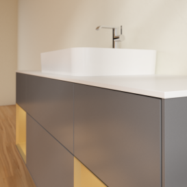 Тумба под раковину Villeroy & Boch Finion 160х50,1 см с подсветкой МДФ антрацит матовый лак/стекло белое матовое F451HFGK