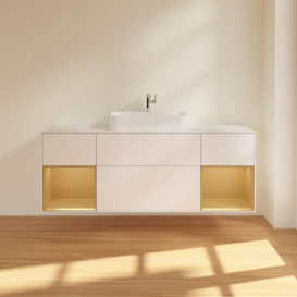 Тумба под раковину Villeroy & Boch Finion 160х50,1 см с подсветкой МДФ белый матовый лак/стекло белое матовое F451HFMT