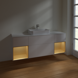 Тумба под раковину Villeroy & Boch Finion 160х50,1 см с подсветкой МДФ белый матовый лак/стекло белое матовое F451HFMT