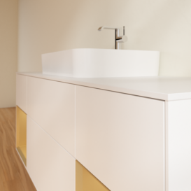 Тумба под раковину Villeroy & Boch Finion 160х50,1 см с подсветкой МДФ белый матовый лак/стекло белое матовое F451HFMT