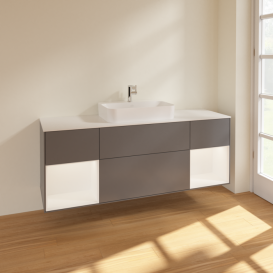 Тумба под раковину Villeroy & Boch Finion 160х50,1 см с подсветкой МДФ антрацит матовый лак/стекло белое матовое F451MTGK