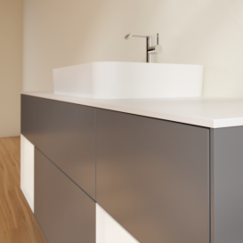 Тумба под раковину Villeroy & Boch Finion 160х50,1 см с подсветкой МДФ антрацит матовый лак/стекло белое матовое F451MTGK