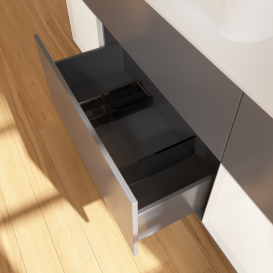 Тумба под раковину Villeroy & Boch Finion 160х50,1 см с подсветкой МДФ антрацит матовый лак/стекло белое матовое F451MTGK