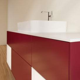 Тумба под раковину Villeroy & Boch Finion 160х50,1 см с подсветкой МДФ пион матовый лак/стекло белое матовое F451MTHB