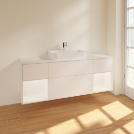 Тумба под раковину Villeroy & Boch Finion 160х50,1 см с подсветкой МДФ белый матовый лак/стекло белое матовое F451MTMT