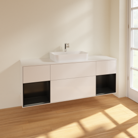 Тумба под раковину Villeroy & Boch Finion 160х50,1 см с подсветкой МДФ глянцевый белый лак/стекло белое матовое F451PDGF