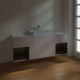 Тумба под раковину Villeroy & Boch Finion 160х50,1 см с подсветкой МДФ белый матовый лак/стекло белое матовое F451PDMT