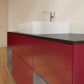 Тумба под раковину Villeroy & Boch Finion 160х50,1 см с подсветкой МДФ пион матовый лак/стекло черное матовое F452GKHB