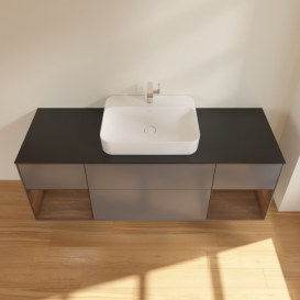 Тумба под раковину Villeroy & Boch Finion 160х50,1 см с подсветкой МДФ антрацит матовый лак/стекло черное матовое F452GNGK