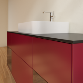 Тумба под раковину Villeroy & Boch Finion 160х50,1 см с подсветкой МДФ пион матовый лак/стекло черное матовое F452GNHB