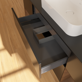 Тумба под раковину Villeroy & Boch Finion 160х50,1 см с подсветкой МДФ черный матовый лак/стекло черное матовое F452GNPD