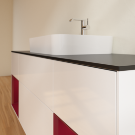 Тумба под раковину Villeroy & Boch Finion 160х50,1 см с подсветкой МДФ глянцевый белый лак/стекло черное матовое F452HBGF