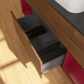 Тумба под раковину Villeroy & Boch Finion 160х50,1 см с подсветкой МДФ шпон грецкого ореха/стекло черное матовое F452HBGN