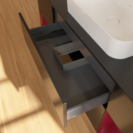 Тумба под раковину Villeroy & Boch Finion 160х50,1 см с подсветкой МДФ черный матовый лак/стекло черное матовое F452HBPD