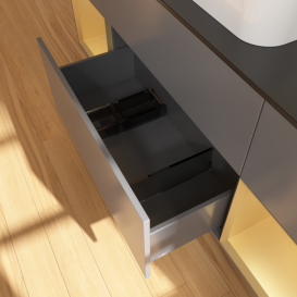 Тумба под раковину Villeroy & Boch Finion 160х50,1 см с подсветкой МДФ антрацит матовый лак/стекло черное матовое F452HFGK