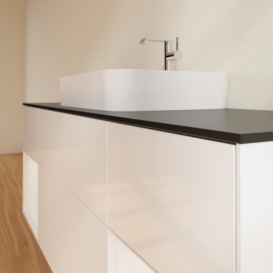 Тумба под раковину Villeroy & Boch Finion 160х50,1 см с подсветкой МДФ белый матовый лак/стекло черное матовое F452MTMT