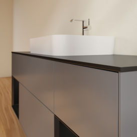 Тумба под раковину Villeroy & Boch Finion 160х50,1 см с подсветкой МДФ антрацит матовый лак/стекло черное матовое F452PDGK