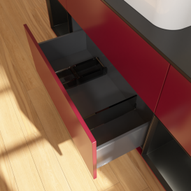 Тумба под раковину Villeroy & Boch Finion 160х50,1 см с подсветкой МДФ пион матовый лак/стекло черное матовое F452PDHB