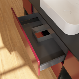 Тумба под раковину Villeroy & Boch Finion 160х50,1 см с подсветкой МДФ пион матовый лак/стекло черное матовое F452PDHB